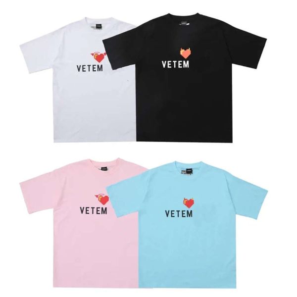 

designer T-shirts VTM Classic Luxury crop tops High quality t shirts women New Street oversized Round Neck Cotton Short-sleeved tee Trendy Brand Mens Clothing, Blue