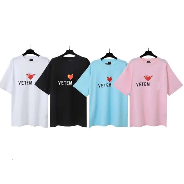 

designer T-shirts VTM Classic Luxury tops High quality t shirts women New Street oversized Round Neck Cotton Short-sleeved tee Trendy Brand Mens Clothing, Black