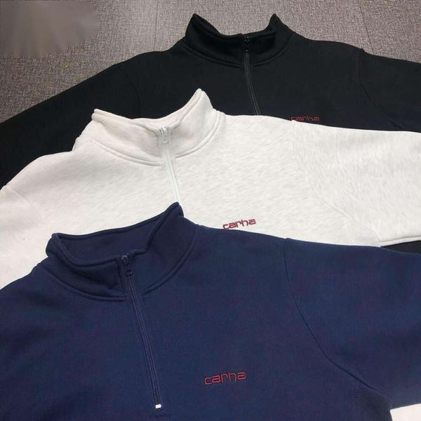 

designer Sweatshirt Carha Classic Half zipper High quality Letter embroidery Hoodies Pullover Luxury new Blouse Sweatshirts Long Sleeve hoodied clothes hood, Light gray