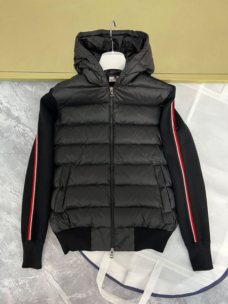 

Hooded Down Mens Wool Patchwork Hooded Knitted Mens Down Jacket Jacket Designer Mens Winter Down Jacket Parkas wool sleeve black and white