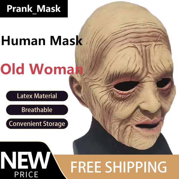 

Old Woman Mask Halloween Costume Free Shipping Character Facial Human Mask Cosplay Latex Mask Funny Props Toys Party Toys & Supplies Mask Gift