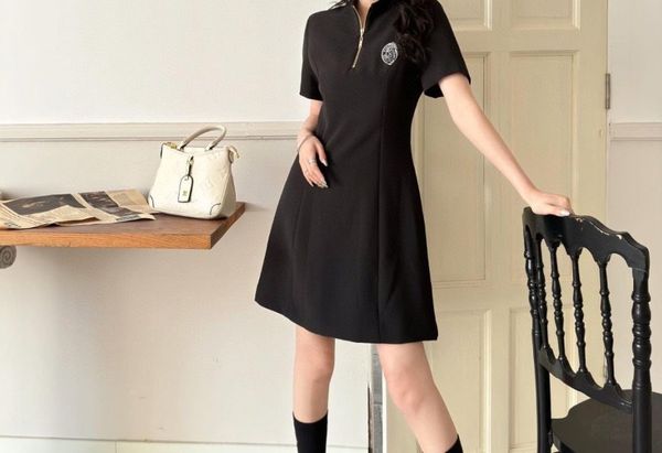 

Sweatshirt dress summer short-sleeved A-line dress zip waist thin college style ageing casual temperament, White