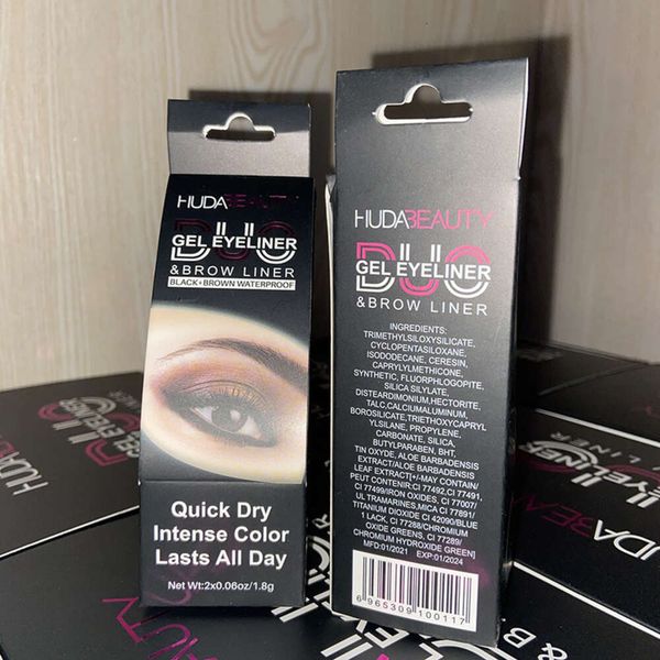 

Dual color eyeliner cream eyebrow cream Dual purpose solid eyeliner gel pen is not easy to take off makeup, waterproof, non smudging, durable dark brown black, Black+dark brown