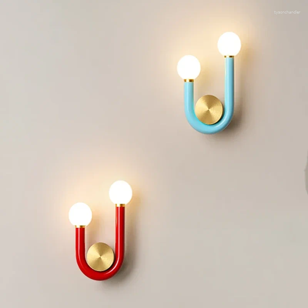 

Lamps Wall Creative Colorful U-Shaped Living Children Room Bedroom Bedside Home Light Aisle Stairs Cafe Atmosphere Lamp