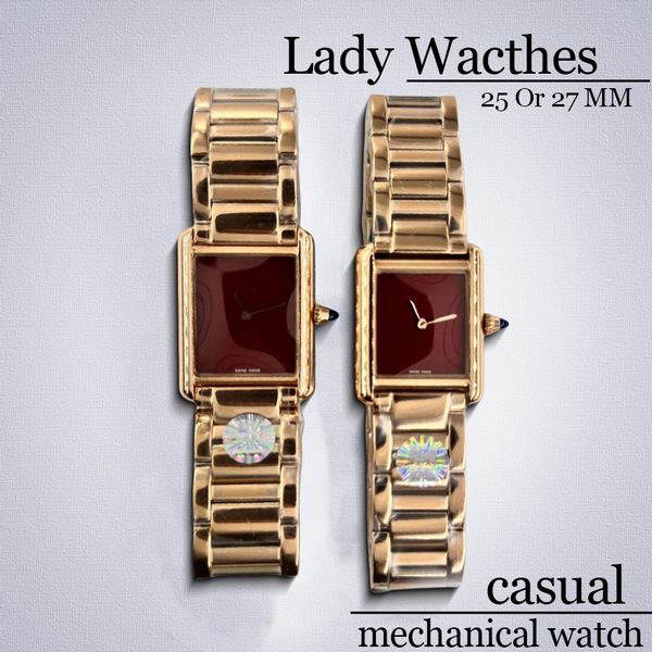 

watches high quality designer watches fashion Watches Tank Watch Wristwatches 25 or 27MM Folding buckle Stainless Steel Casual Silver watchstrap movement watch, #3 gold