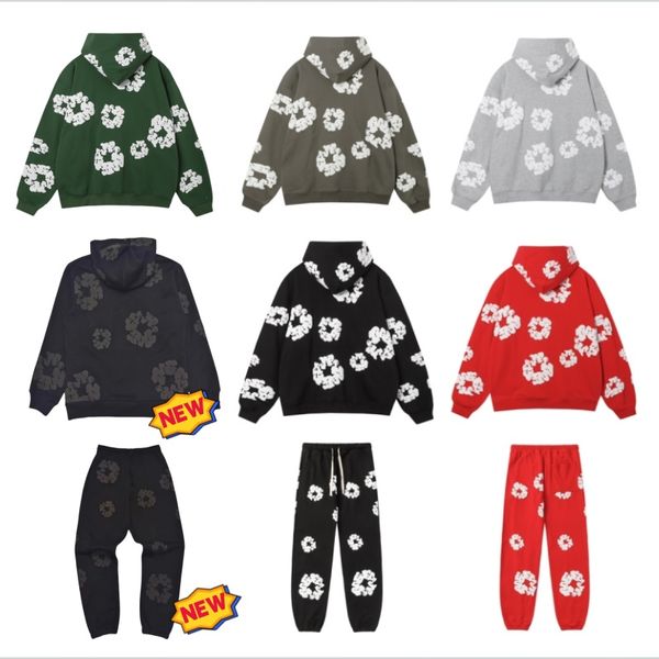 

2024 new mens designer man trousers free people movement clothes sweat suit sweatpants sweatsuits green red black hoodie hoody floral, Lightgrey