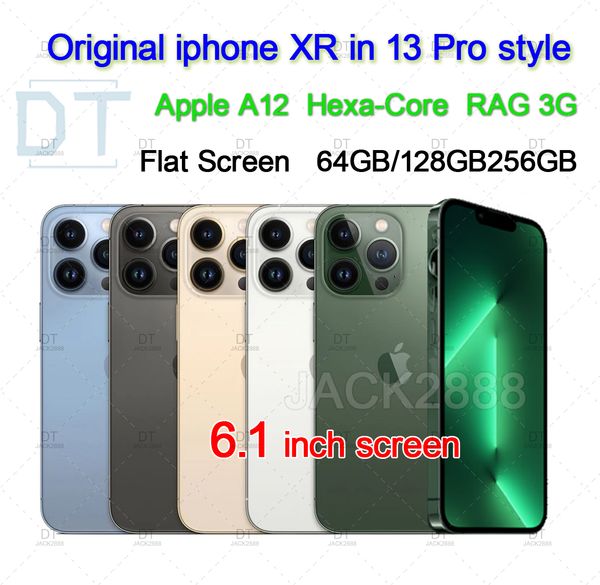 Refurbished Original Unlocked OLED Screen iPhone XR in 13 Pro Cellphone style Apple 13pro RAM 3GB ROM 64GB/128GB/256GB Mobile phone