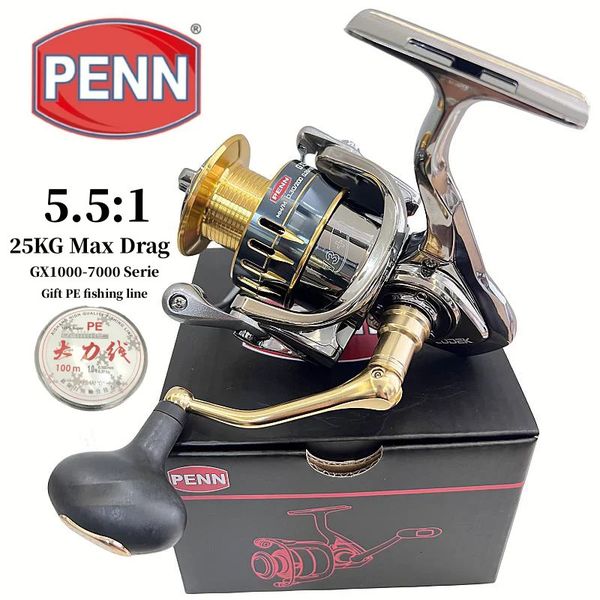 

PENN GX10007000 Fishing Reel with 131 HighEnd Bearings 25KG Max Drag and PE e Gift 240506