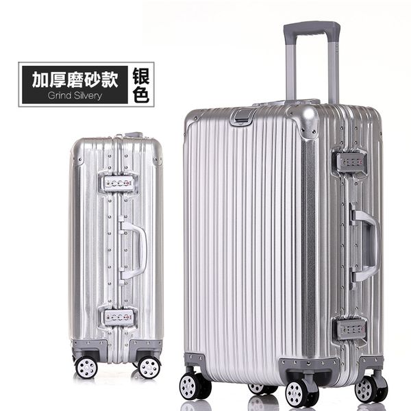 

All aluminum alloy trolley box aluminum frame password luggage boarding travel box metal hard 20 inch box, Blue
