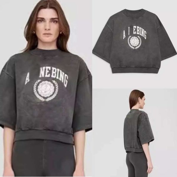 

24ss AB&Anine New Designer Summer Cotton T-shirt Bing Anime Loose Versatile Letter Print Vintage Pullover Tees bings Fashion Women Casual Short Sleeve T shirt Tops, Gradient