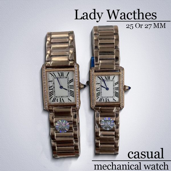 

Wristwatches aaa watch woman designer watches Tank Quartz Movement Watches 25 or 27MM Folding buckle Stainless Steel Casual Silver watchstrap movement watch, #5 bronze
