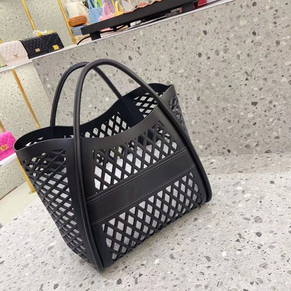 

Factory sales ladies shoulder bag simple solid color macaroon fashion food basket bag picnic shopping wash bath womens handbag sweet hollow beach bag 6006#, Clear
