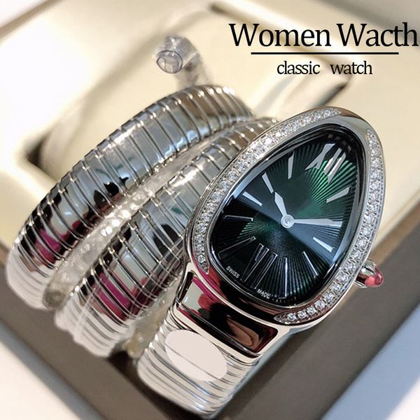 

fashion watch for woman designer watches high quality women Watches Wristwatches 32MM Stainless Steel watchstrap diamond bezel casual dress luxury snake watch, #13 silver