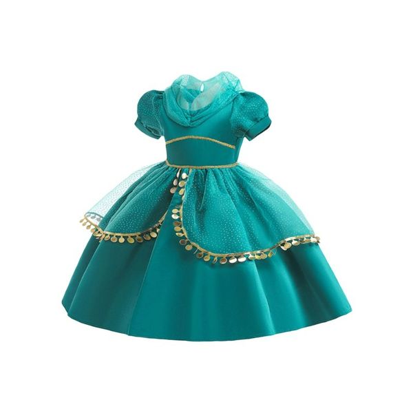 

Girl Princess Costume Puff Sleeve A-line Kids Cosplay party dress up, Green