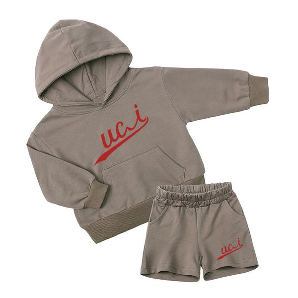 

Kids Clothing Sets Boys Spring Autumn Hoodies Kid Designer Hoodie Short Pants Set Children Outfits Baby Tracksuit Infant Casual Clothes CXD240575-12, Beige