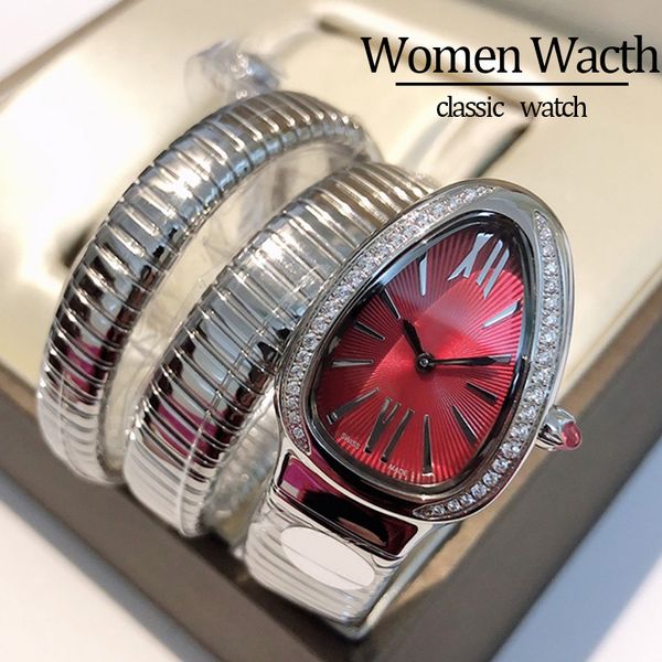 

luxurys watch lady wristwatch fashion watch for woman high quality Luxury watch designer watches Stainless Steel watchstrap diamond bezel casual dress snake watch, #11 silver