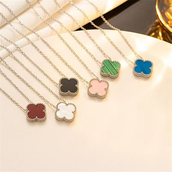 

15mm Fashion Classic4/Four Leaf Clover Necklaces Pendants Mother-of-Pearl Stainless Steel 18K Gold Plated for Women Girl Valentines Mothers Day Engagement Jewelry