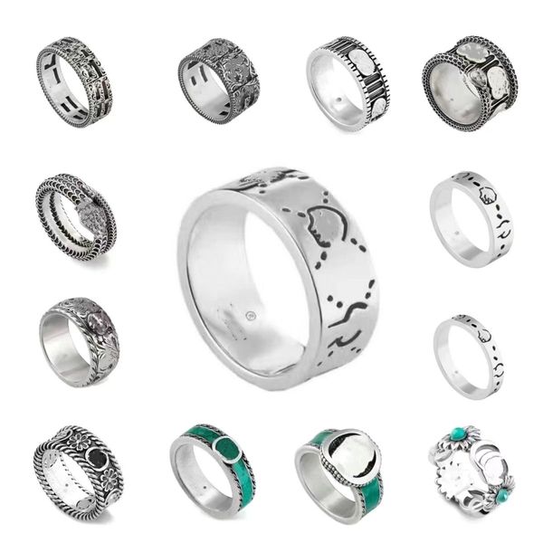 

Ring Titanium steel silver love rings designer luxury jewelry for men and women spirit heart rings party engagement confession wedding Ring with green box Size 5-11