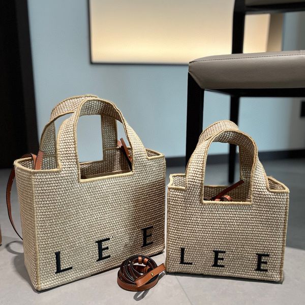 

2024 Beach Bag Grass Woven Bag Letter Pattern Simple Leisure Women's Backpack Handbag Designer Bag, Khaki