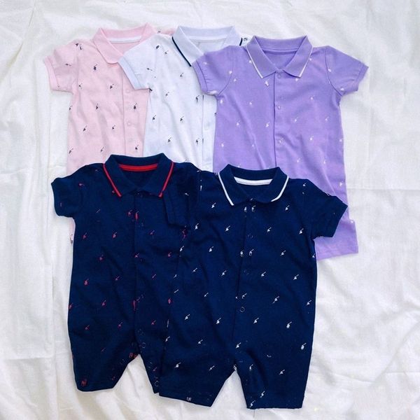 

Designer baby Rompers newborn Polo Jumpsuits boy girl kids summer pure cotton pink white purple clothes 1-2 years old children's clothing 02ra#