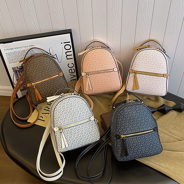 

Fashionable shoulder bag leisure Joker travel commuting out fashion backpacks street letters women's handbags popular color matching leather backpack, Black