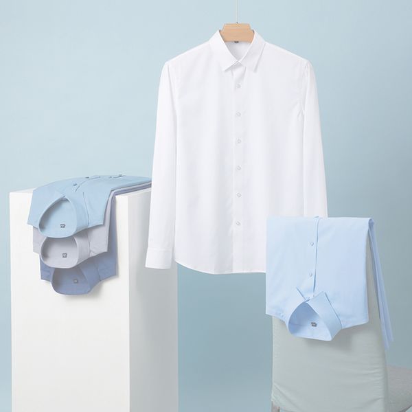 

men's business casual bamboo fiber solid color long sleeved shirt, Gray