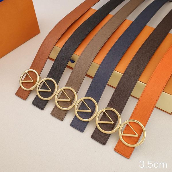 

Designer Belt Genuine Leather Belts for Women Men Width 3.5cm Classic Gold Round Letter Smooth Buckle Cowhide Waistband Litchi Vein Ceinture, C3
