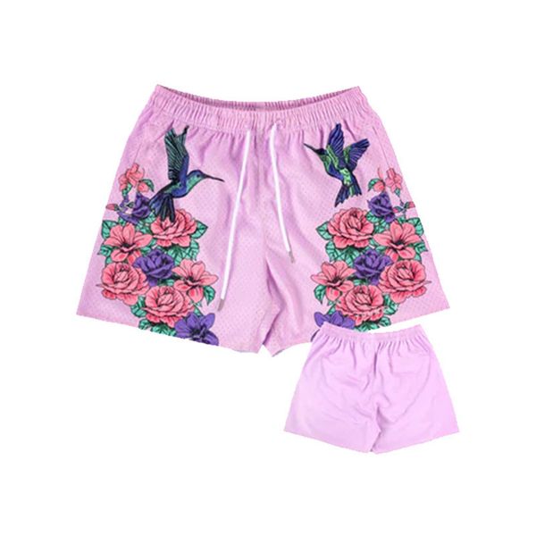 

Youngla Muscle Fitness men shorts summer new Quarter pants through casual pants loose sports shorts men pants, Pink