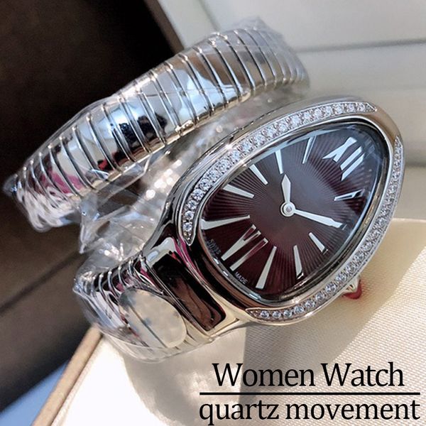 

designer watches for woman fashion Watch women Wristwatches Stainless Steel watchstrap Swiss quartz movement 32MM diamond bezel Casual modern luxury snake watch, #2 silver