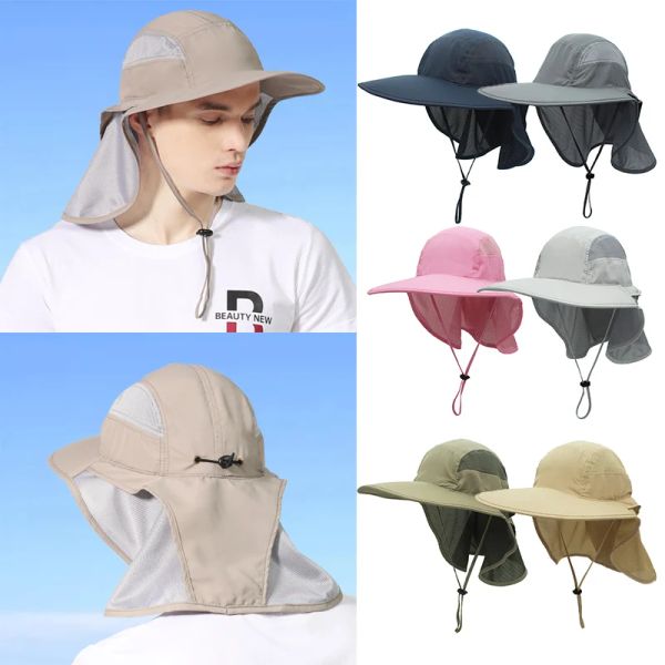 

Outfly Summer Sun Hat Men Women Multi-Functional UV Wide-Brimmed Fisherman Hat Women Neck Protection Riding Hunting Hat, Pink