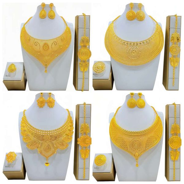 

Jewelry Bride Plated Four Piece Set Imitation Gold Vieamese Necklace Bracelet Ring Earrings