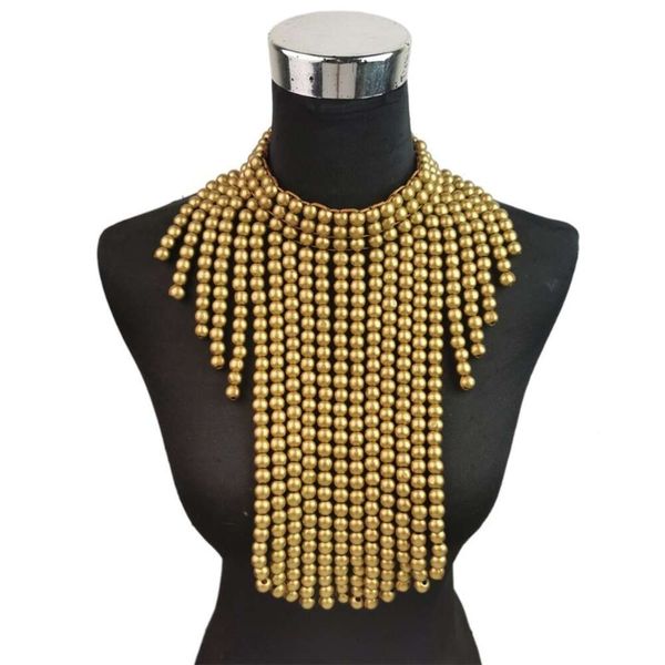 

New ethnic style hot selling exaggerated spray painted wooden bead beaded necklace handmade personalized fashion collar for women
