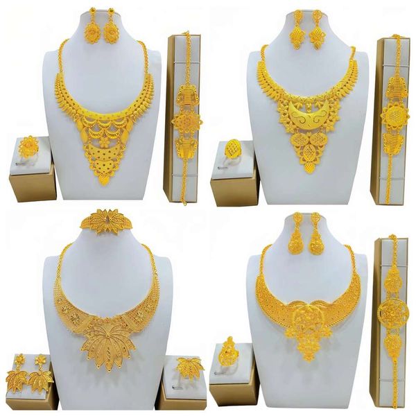 

Indian fashion hot selling mirror set bride jewelry sand gold necklace bracelet ring earrings