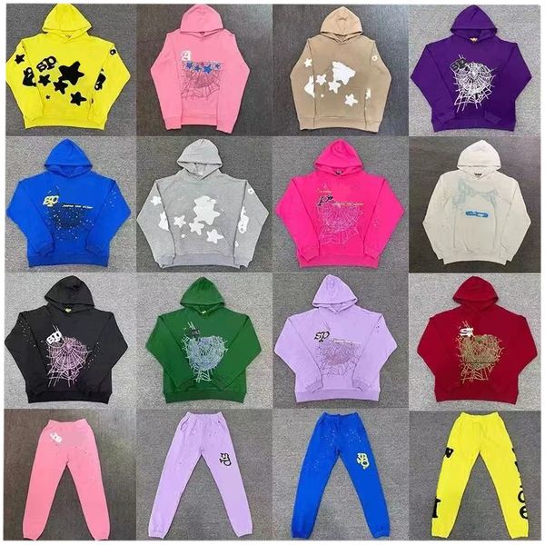 

designer hoodies Young Thug 555555 Men Women Hoodie High Quality Foam Print Web Graphic Pink Sweatshirts y2k Pullovers US S-XL Designer Hoody Tracksuit pants t shirt, T shirt a1