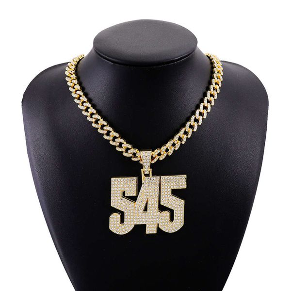 

Hot Digital Full Diamond Hip Hop Alloy Pendant Cuban Exquisite High Grade Exaggerated Necklace for Men