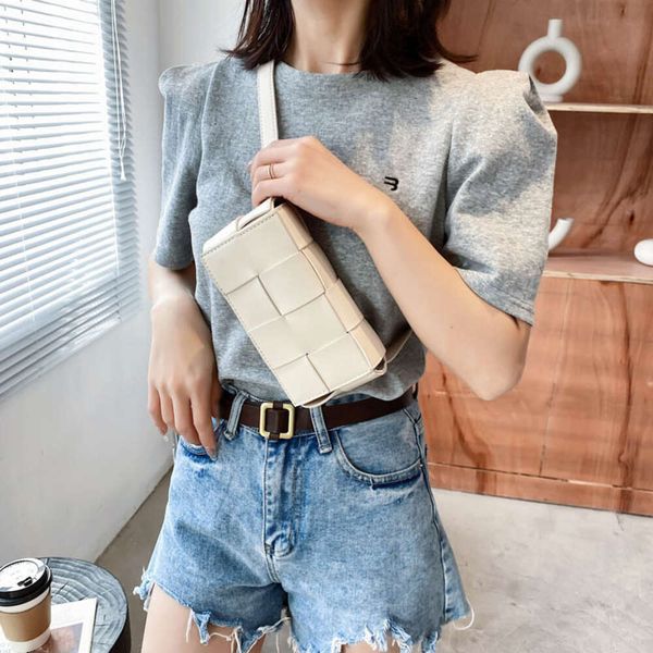 

Mirror Designer bag Leather Women's Small Bags For Women Brand Weave Cassette Waist Belt Bag 2024 Trend Chest Pouch Female, Blue