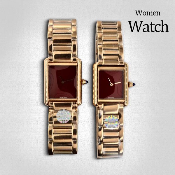 

gold watch woman high quality Watch luxury Watches designer watches Tank Watch 25 or 27MM Folding buckle Stainless Steel Casual Silver watchstrap clasic watch, #9 silver