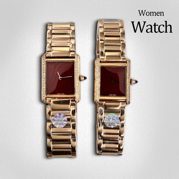 

luxury designer fashion watches watches tank watch quartz movement Stainless Steel 25 or 27MM Casual Silver watchstrap gold watch woman high quality Clasic watches, #2 gold