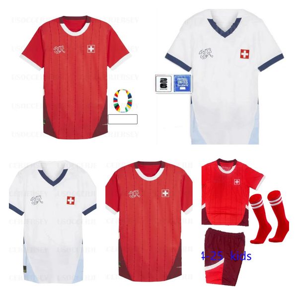 

Switzerland jersey Soccer jerseys 2026 Qualifiers Home Away Switzerland Football shirts 2024 SWISS National Team ELVEDI AKANJI ZAKARIA SOW RIEDER EMBOLO SHAQIRI, Home fans