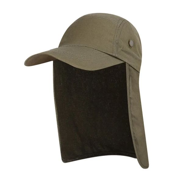 

Unisex Fishing Hat Sun Visor Cap Hat Outdoor UPF 50 Sun Protection with Removable Ear Neck Flap Cover for Hiking Fishing Caps, Khaki