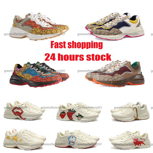 

Rhyton Sneakers LadiesTrainers Luxury DesignerVintage Chaussures FashionShoeswave Mouth SneakerBeige Men Women Lysshoes Size 35-45, A12