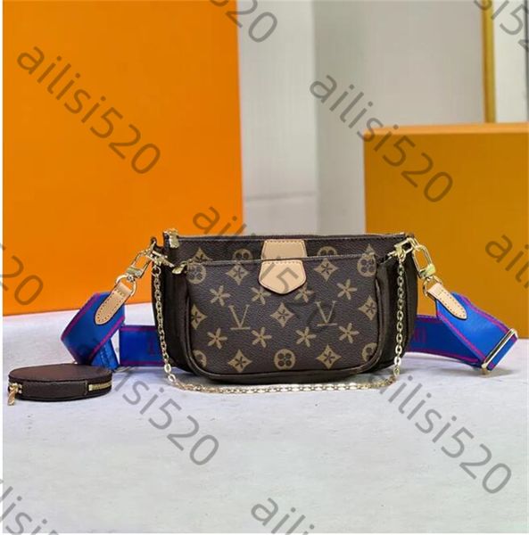 

2025 Fashion MULTI POCHETTE ACCESSORIES Shoulder Bags M44840 chain purse Womens Cross Body Totes Designer bags mens Clutch handbags Luxury Leathe, Pewter