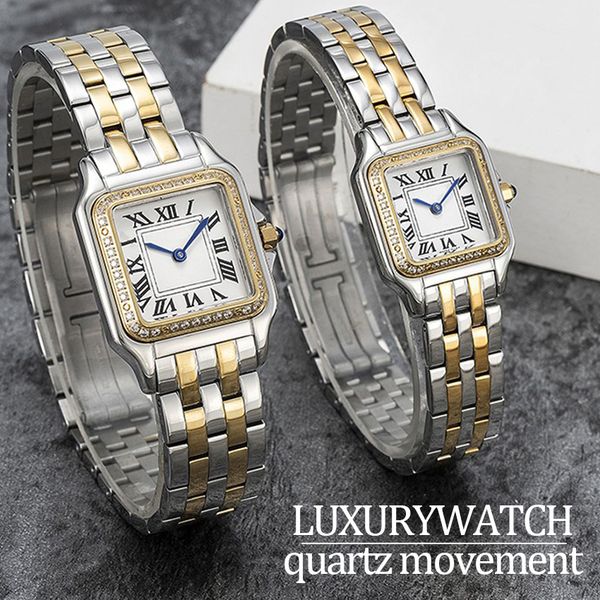 

luxury Women watches movement watches Panthere watches 22 or 27 MM Two sizes Quartz Movement casual Stainless Steel Gold watchstrap casual modern clasic watch, #3 gold