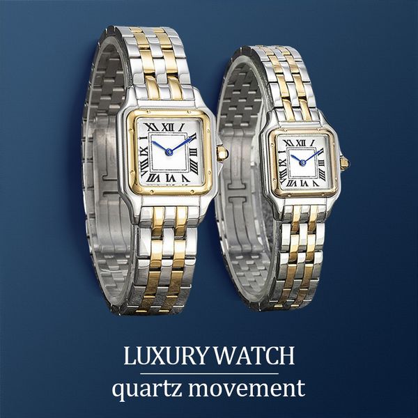 

luxury modern men watch woman watches high quality panthere Wacthes 22 or 27 MM Stainless Steel Gold watchstrap Two sizes casual modern diamond bezel clasic watch, #11 optional accessories