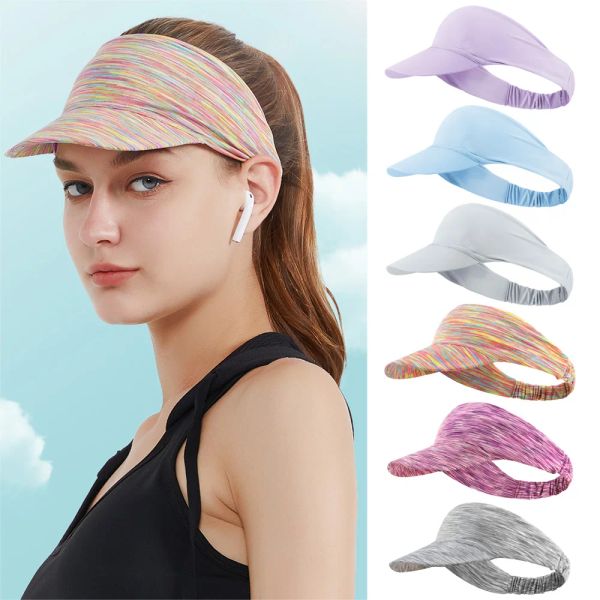 

Summer Empty Top Foldable Sport Running Hat Fashion Colorful Women Simple Quick Dry Tie Dye Beach Cap Ice Silk Sun Visor Hat, Purple