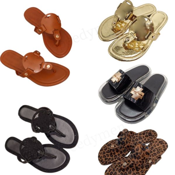 

designer slippers womens famous fashiong flip flops slipper miller sandals leather metallic silver pink black brown women trainers beach shoes, Random color2