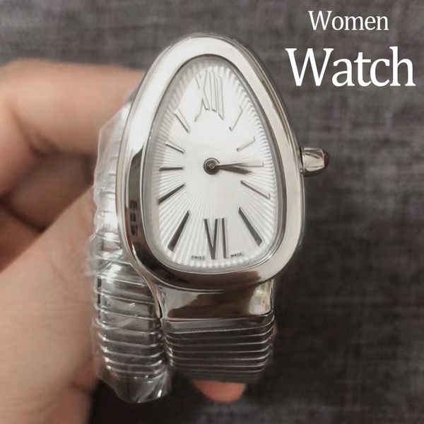 

lady wristwatch Wristwatches designer watches movement watches 20MM Stainless Steel watchstrap gold watch Quartz movements snake watch fashion watch for woman, #11 white