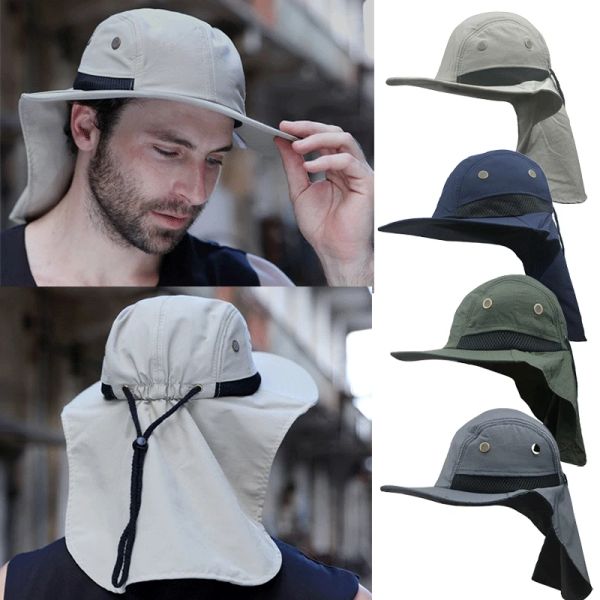 

Summer Sun Hats UV Protection Outdoor Hunting Fishing Cap for Men Women Hiking Camping Visor Bucket Hat Fisherman Hat, Khaki