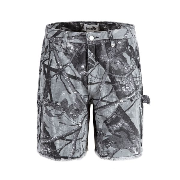 

Summer Man outdoor multi pocket vintage branch camo shorts camouflage overalls men's casual straight cropped pants cargo short knee length