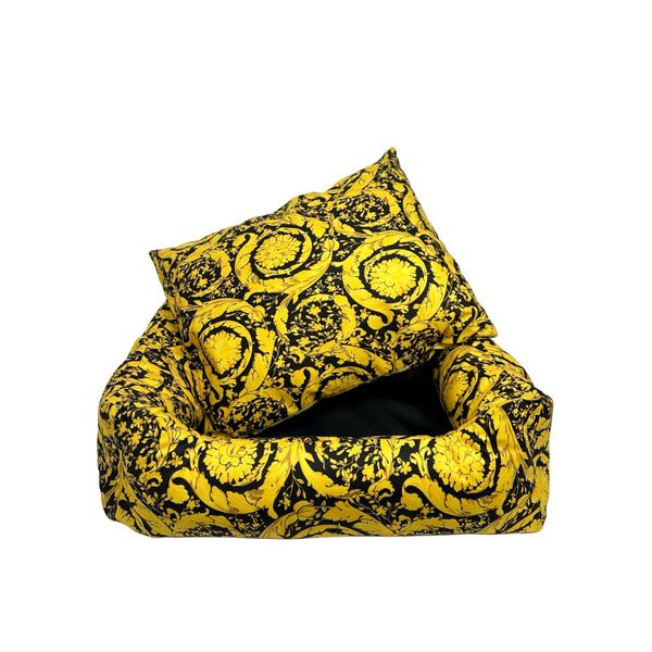 

Designer Kennels Dog Fashion Pet Bed Yellow Color Cat Nest Size S M L Detachable Removable hine Washable For Pets, Multi